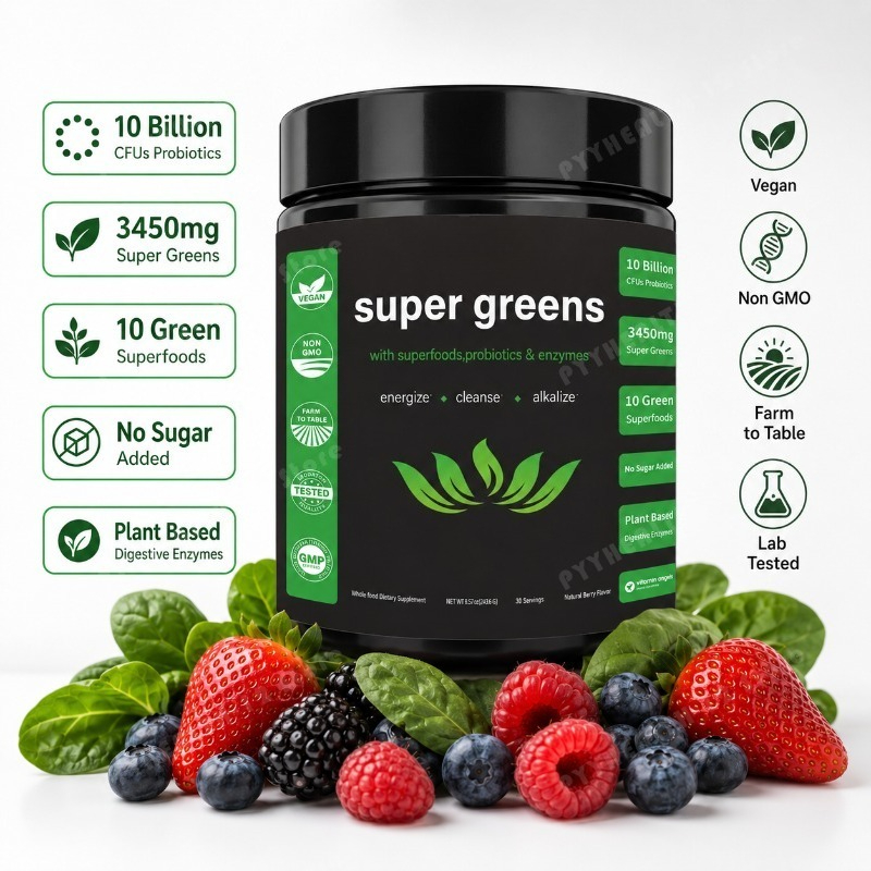 Super Greens Powder with Fruit - огляд і ціна Digestive Enzyme Blend